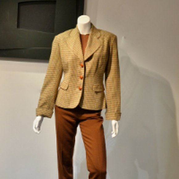 Mini Houndstooth Wool Button Front Jacket - Picture 3 of 9